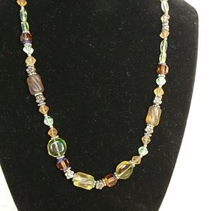 Vintage necklace glass beaded with earrings